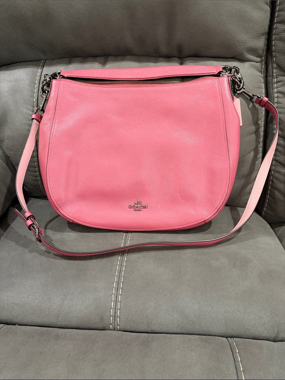 Coach Pink/Mauve Pebbled Leather Hobo Crossbody
